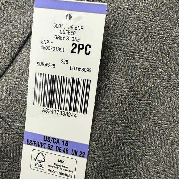 NWT Le Suit Pant Suit Grey Stone Wide Pants 3 Button Blazer Sz 18 - Picture 6 of 14